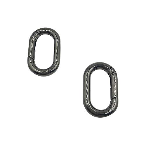 Pack 5 Carabiner Metal Spring Key Ring,Spring Snap Hooks Clip,Spring Keyring Buckle,Oval Ring for Bags,Purses (Gunblack) PT108