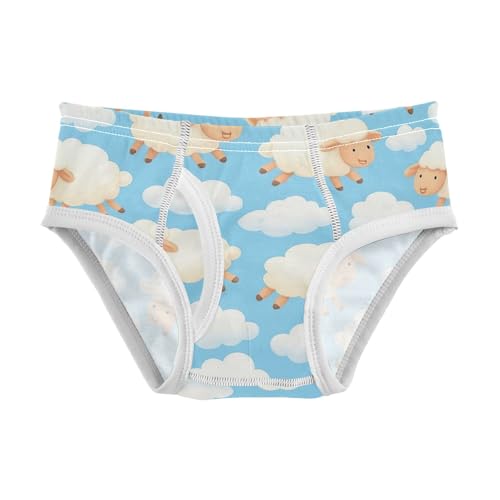 CHIFIGNO Boys' Cotton Underwear Breathable Briefs Soft Briefs Underwear for Toddler Boy, Cute Cartoon Sheep Blue