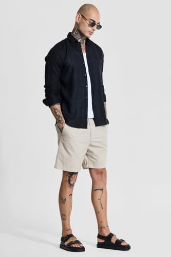 Image of SNITCH Men Casual Shirt | Slim Fit Full Sleeve Classic Collar Solid Pattern | 100% Linen, Breathable & Lightweight Fabric, Machine Washable