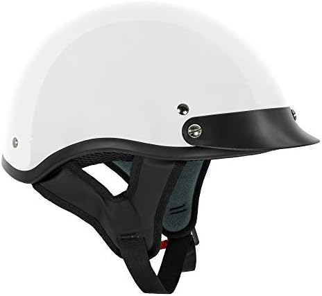 VCAN Cruiser Solid Gloss White Half Face Motorcycle Helmet - 2