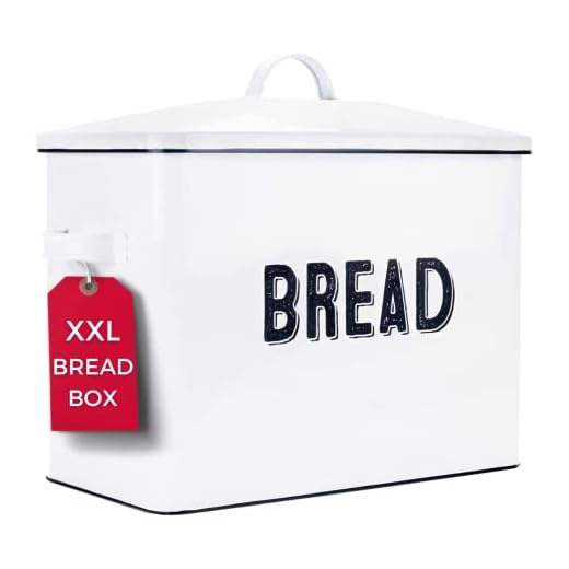 Stylish Farmhouse Bread Box For Kitchen Countertop - Extra Large Bread Box Holds 2+ Loaves Of Bread - Perfect Metal Storage Tin To Keep Your Bread, Bagels, Rolls And Buns Fresh For A Long Time