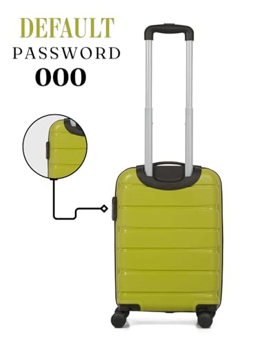 Image of Teakwood Unisex Trolley Bag, Hard Cabin Trolley Small, 55 CM Trolley Bag for Travel, Lock System 360 Degree 8 Rotating Wheel (S, Lime Green)