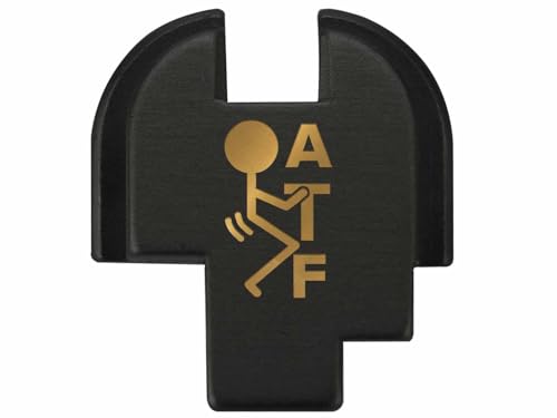 NDZ Performance Rear Slide Cover Plate for Springfield Hellcat – F ATF Laser Engraving with Gold Color Fill – Black Aluminum – Made in USA