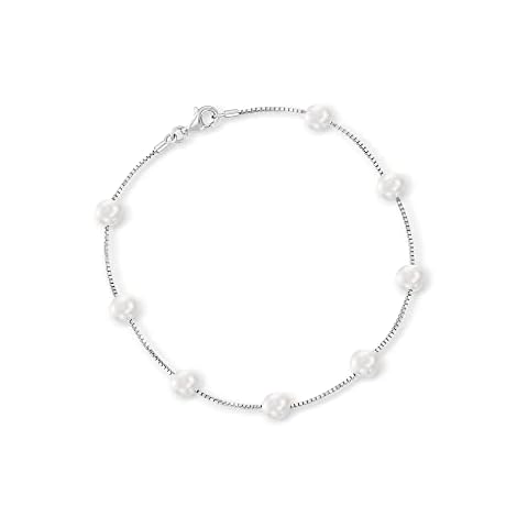 Ross-Simons Pearl Station Anklet in Sterling Silver Cover