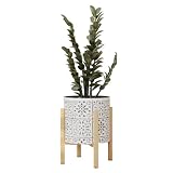 EverNest Tristan Bohemian White and Black Planter with Kinsley Stand, SelectBase Decorative Planter