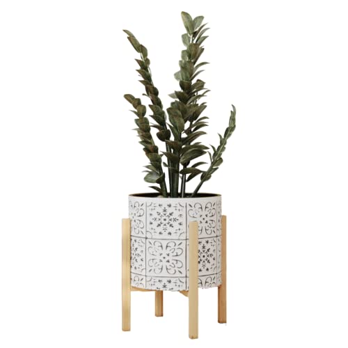 Evernest Tristan Bohemian White And Black Planter With Kinsley Stand, Selectbase Decorative Planter Pots, Contemporary, Eclectic Boho Style Indoor Plant Pots (Medium, 2 Gallon) #TOP1