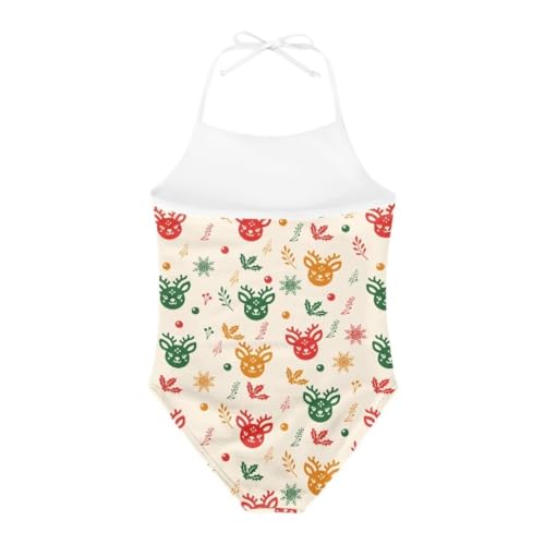 Image of Christmas Girls One-Piece Swimsuits Beach Halter Swimwear Bathing Suit for 3-10 Years