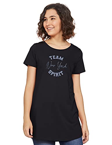 Image of Amazon Brand - Symbol Women's Cotton Stretch Half Sleeve Round Neck Regular Fit T-Shirt (Tunic Length)