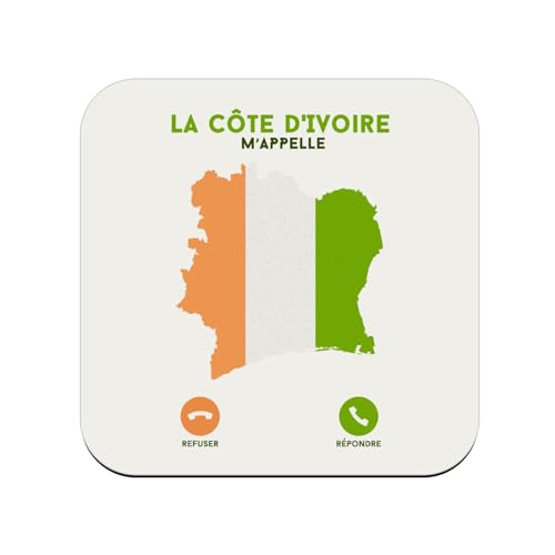 sous Verre en Bois - La Côte D'Ivoire m'appelle Voyage Passion Culture - 1 unité (95 x 95 mm)