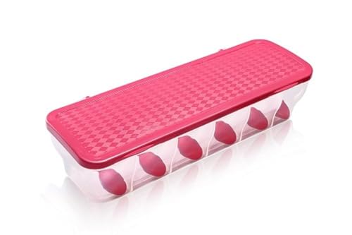 Image of TASTIC Multipurpose 6-in-1 Masala Box for Kitchen| Airtight BPA-Free Plastic 6 Section Storage Container with 6 Spoons, 1800 ml Transparent Pickle Box for Spices| Pack Of 1 PISTA (PINK)