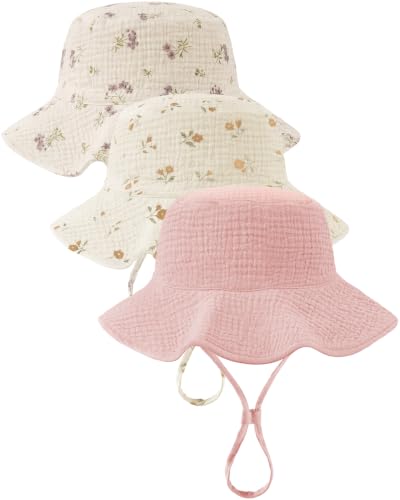 Image of Muslin Baby Sun Hat Sun Protection Baby Toddler Bucket Hats for Boys Girls