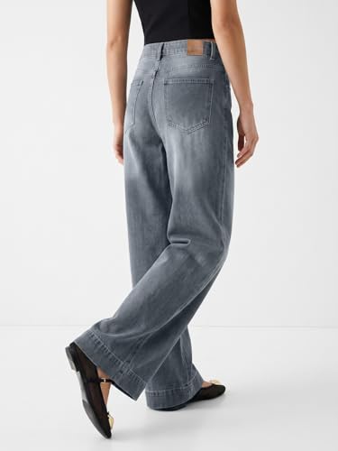 Image of Urbano Fashion Women's Mid Rise Wide-Leg Washed Jeans Non-Stretchable