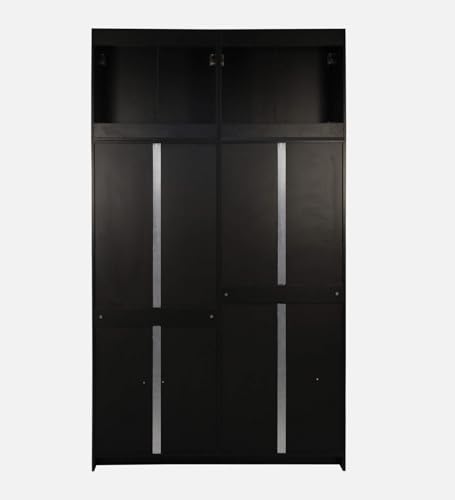 Image of Mintwud Pepperfry Engineered Wood Wardrobe with 4 Doors Storage and 2 Hanging Rod | Wooden Almirah Cupboard for Clothes Storage Organizer for Living Room Home Bedroom Furniture (Wenge Finish)