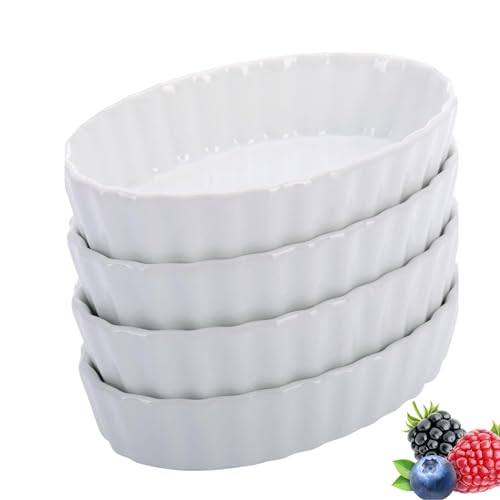 Westmark 4 Coupelles de Service pour Crème Brulée, Ovales, Convient pour le Four/Micro-Ondes, Dimensions: 13,5 x 8,1 x 2,7 cm, Porcelaine, Blanc, 23302260