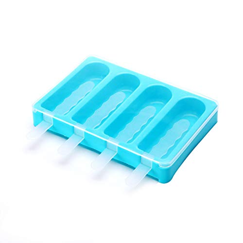 4 Grids Silicone Ice Cream Pop Molds Popsicle Mould Lolly Maker Ice Cube Tray