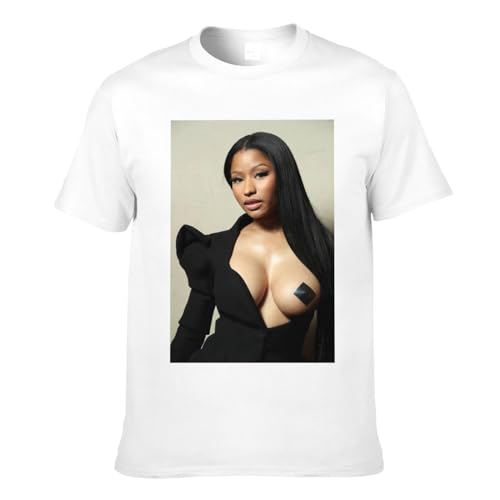 Nicki Music Minaj Shirt Herren Rundhals Kurzarm T-Shirt modisch vielseitig Baumwolle Tops schwarz, weiß, XXL