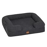 Tedi’s Orthopedic Dog Calming Bed for Medium Dogs,Memory Foam Cat Beds with Pillow & Portable Handle, Washable Removable Cover & Anti-Slip Bottom,Pet Sofa for Small Medium Extra Large Dogs,Dark Grey
