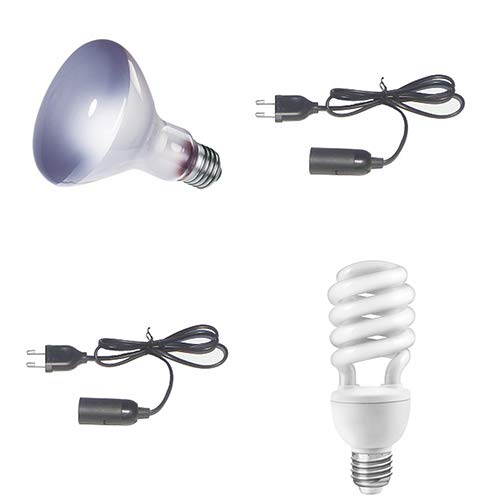 Kit Lampada UVB per RETTILI E Tartarughe+ Lampada RISCALDANTE Spot + 2 PORTALAMPADA COMPLATI (con Lampada UVB 26w 5%)