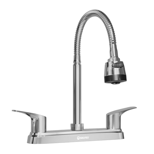 SOLVEX Mezcladora para Fregadero, Llave para Fregadero de Cocina, Grifos para Cocina, Grifo de Cocina Cuerpo Principal de Acero Inoxidable, Acabado Cromo Espejo, SP-80013