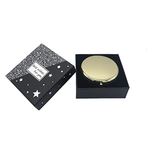 Wooyalin Magnifying Compact Cosmetic Mirror 2.75 Inch Round Pocket Makeup Mirror Handheld Travel Makeup Mirror Portable Mirror Pocket Mirror Gold #TOP1