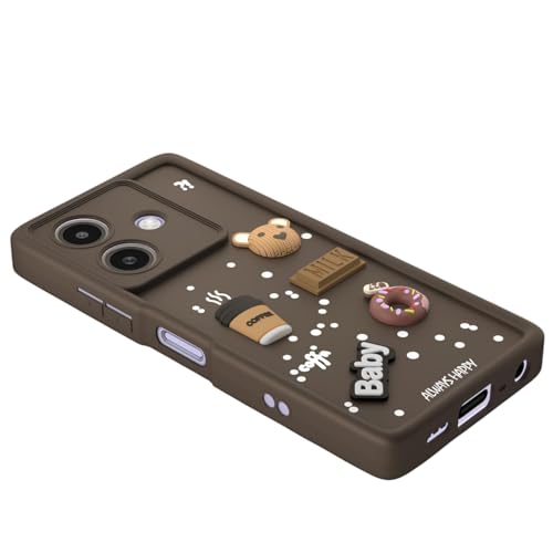 Image of Bintage Ball Bear| Donut| Milk Cake| Baby| Coffee Rubber Case Camera Protection Back Cover Compatible for Oppo A3x 4G - Brown