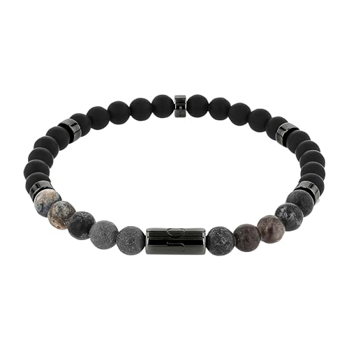 JOOP! Armband Edelstahl Herren Armschmuck, mit Achat, 19 cm, Grau, Kommt in Schmuck Geschenk Box, 2038991