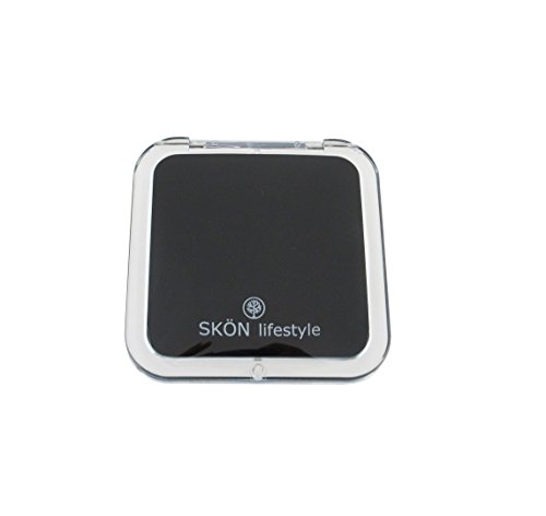 SKÖN lifestyle - Missy 15X/1X Personal Compact Glass Mirror - Powerful 15X magnification and traditional 1X mirror, Full 180 degree opening, Effortless magnetic open and close - Black