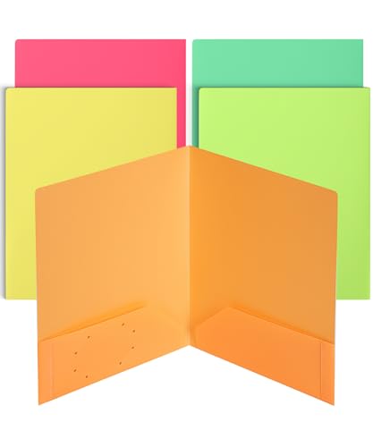 Mr. Pen- Plastic Folders with Pockets, 5 pcs, Flower Stalk Theme, 2 Pocket Folders Plastic