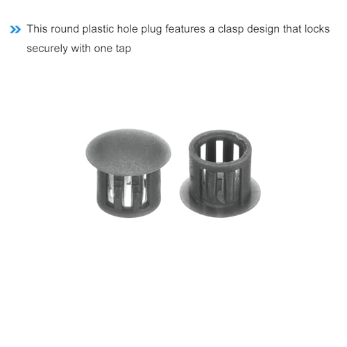 Image of MECCANIXITY 64PCS 10mm(3 /8 inch) Dark Grey Plastic Hole Plugs, Flush Type Panel Hole Plugs Insert End Caps for Locking Hole Tubes Furniture Cabinet