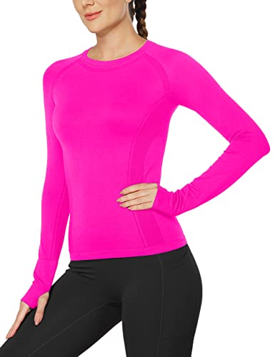 Image of MathCat Workout Shirts for Women Long Sleeve, Workout Tops for Women, Quick Dry Gym Athletic Tops,Seamless Yoga Shirts XS-XL