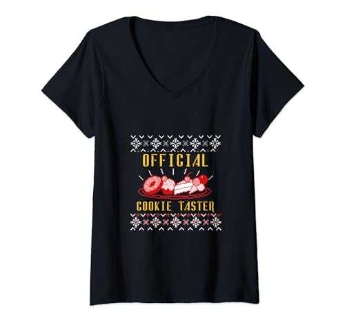 Divertido gráfico de Navidad "Official Cookie Taster" Camiseta Cuello V