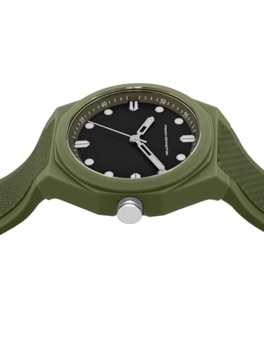 Image of French Connection Flex FW25 Men's Analog Watch, 43mm Green Silicone Strap, Sunray Green Dial - FC196N