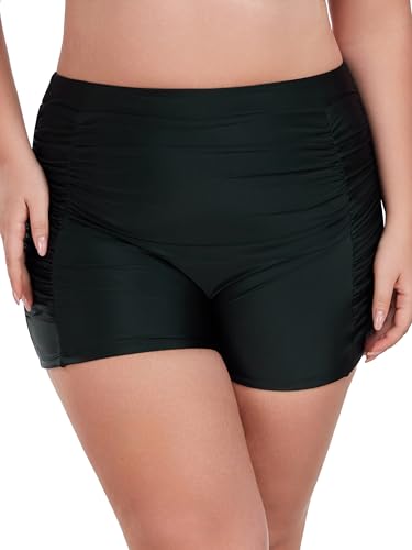 Ocean Blues Women's Plus Size 3" High Waisted Board Shorts Tummy Control Swim Bottom Boyleg Tankini Bottom2