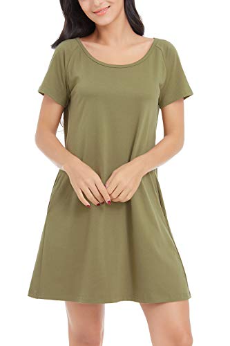 Image of Alaster Women's Casual Summer T Shirt Dress Loose Short Sleeve Tunic Dress with Pocket for Women