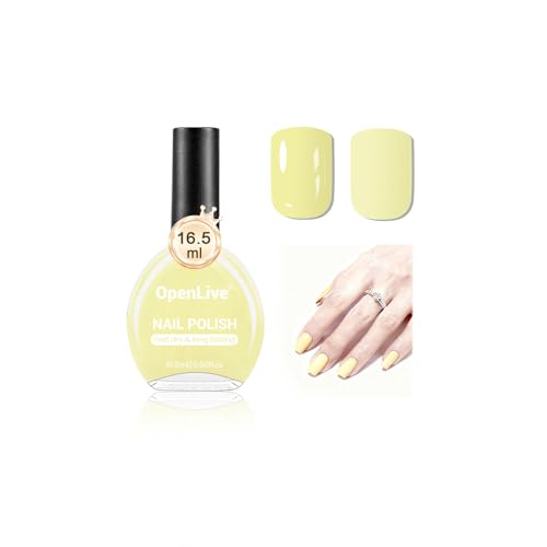 OpenLive 16.5ml Lemon Yellow Nail Polish Large Volume Quick Drying Nail Polish, Fast Drying and Long Lasting Color Nail Art DIY Home Manicure Gift for Women