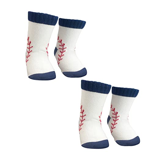 Baby Socks 2 Pairs Baseball Socks for Boys and Girls First Birthday Outfit Infants 6-12 Months
