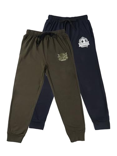 Image of Sayama Pack of 2 Cotton Blend Gripper Stylish Kids Lower and Regular Fit Trackpants Plain Lounge Pants for Boys and Girls