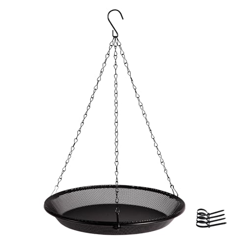 HRAYLTOP Comedero colgante para pájaros, bandeja de metal, 28 cm