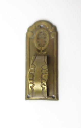 Preisvergleich Produktbild Beschlag Messing Griffbeschlag Schrankgriff Schrank Schublade Schranktür Messing senkrecht mit Griff brüniert Gründerzeit Jugendstil Art Deco Ringbeschlag Jugendstil