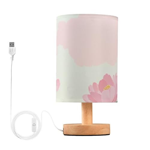 Lámpara de mesa pequeña flores azul y rosa miniatura 1