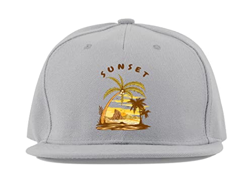 Casquette de baseball visière plate en coton de qualité motif tropical