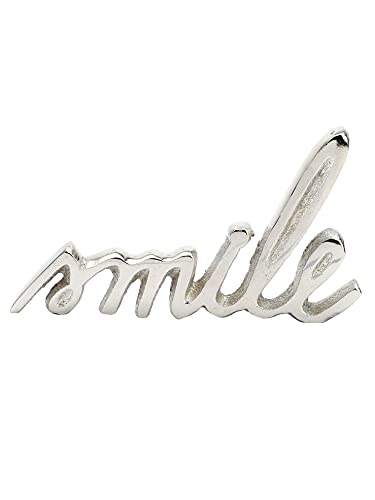 Purestory Tabletop Freestanding Smile Sign,Decorative Metal Words Home Decor,Bedroom Kitchen Living Room Table Centerpiece Words.decorative Metal Word Signs - Smile - Silver, Ps000104 #TOP1