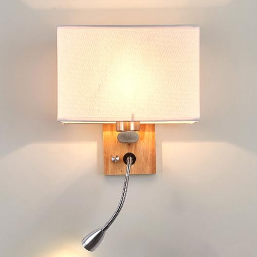 Appliques murales d'intérieur avec projecteur LED orientable et lin - 2
