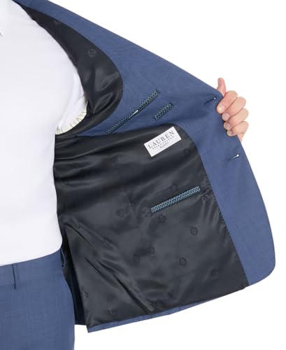 Lauren Ralph Lauren Mens Slim-Fit Sharkskin Wool Suit Jacket 36 Short Blue4