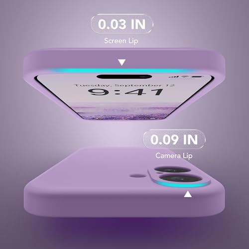 Image of Magnetic for iPhone 16 Plus Case, Compatible with MagSafe, [Full Camera Protection][Screen Protector] Silicone Shockproof Protective Phone Case for iPhone 16 Plus 6.7 inch, Light Purple