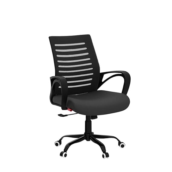 Image of Mesh High Back Office | Study | Computer | Revolving | Desk Chair for Work from Home Metal Base Seat Height (Black)