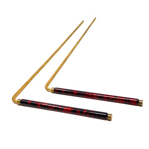 Powder Coated Brass Dowsing Rods with Smooth Movement for Tracing Spiritual Energy Chi, Ghost Hunting, Water Divining, Finding Gold, Locating Lost Items or Answering Questions! (RED)