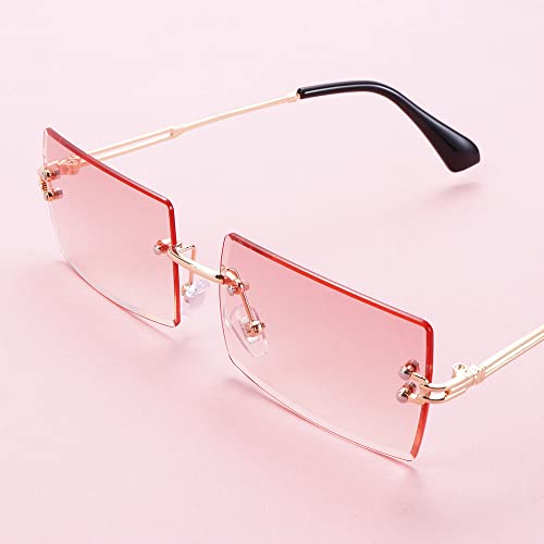 Rimless Sunglasses Small Rectangle Sun Glasses Traveling Style UV400 Shades Eyewear Accessories4