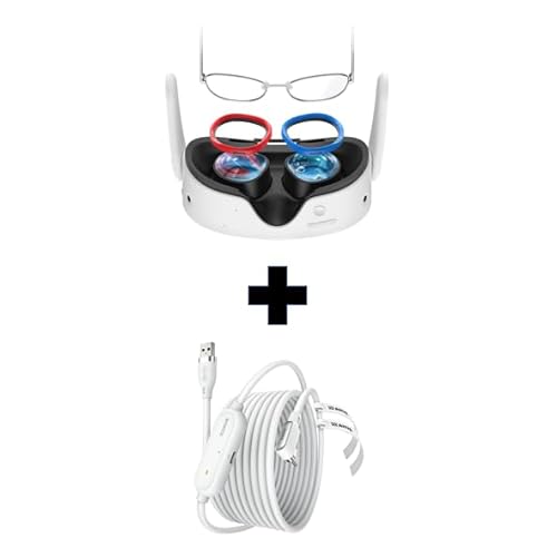 AMVR Glasses Spacer Compatible with Oculus Quest 3S/Quest 2/Rift S & AMVR 16FT(5M) Charging Link Cable Accessories Compatible with Meta Quest 3/3S/Pico 4