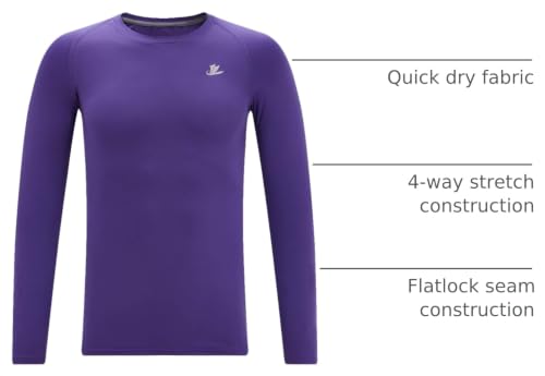 Image of DEVOROPA Youth Boys Compression Shirt Long /Short Sleeve Football Baseball Undershirt Quick Dry Kids Sports Baselayer Crewneck